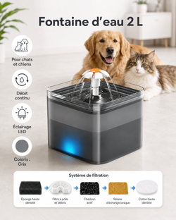 Fontaine à eau compacte pour chien et chat