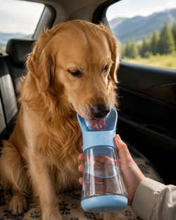 Gourde de voyage pour animaux avec coupelle intégrée