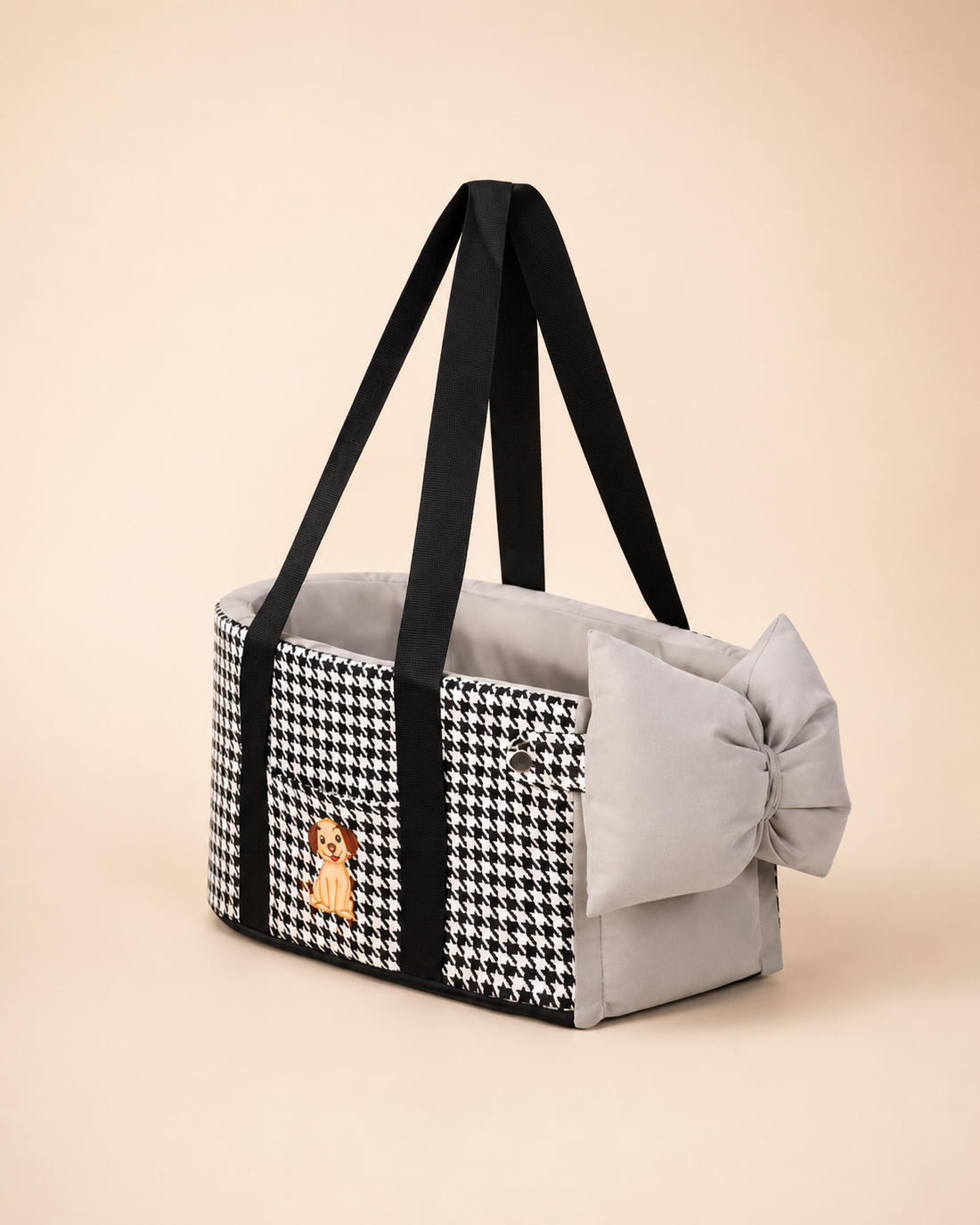 Sac de transport rembourré pour petit chien à motif pied-de-poule