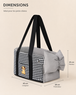 Vue du sac de transport pour petit chien avec longues anses